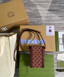 Gucci Horsebit 1955 Mini Bag Beige And Burgundy GG Supreme Canvas For Women 6.7in/17cm GG 625615F6B3G9865 - Image 6