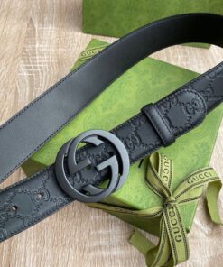 Gucci Signature Belt Black GG, Women Belt 411924 - Image 4