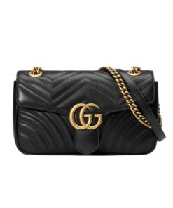 Gucci GG Marmont Small Matelassé Shoulder Bag Black For Women 10in/25cm 443497 DTDIT 1000