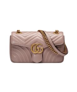 Gucci GG Marmont Matelassé Shoulder Bag Dusty Pink Matelassé Chevron For Women 10in/26cm GG 443497 DTDIT 5729
