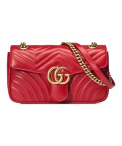 Gucci GG Marmont Small Matelassé Shoulder Bag ‘Red’ For Women, 10in/26cm – 443497 DTDIT 6433