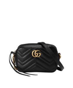 Gucci GG Marmont Matelassé Mini Bag Black Matelassé Chevron For Women 7in/18cm GG 448065 DTD1T 1000