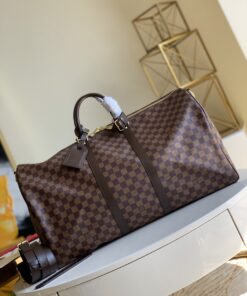 Alternative view of Louis Vuitton Keepall Bandouliere 55 Travel Bag 21.7in/ 55cm Brown Damier Ebene Gold Hardware
