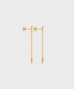 Alternative view of Celine Triomphe Rhinestone Long Earrings In Brass With Gold Finish And Crystals Gold For Women 460NB6BCZ.35OR