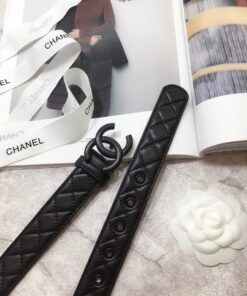 Alternative view of Chanel Quilted With Double C Buckle 30mm Belt Black Black Hardware For Women