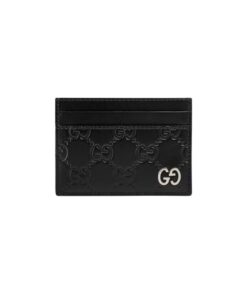 Gucci Signature Card Case Black Metal Hardware For Men 4in/10cm GG 473927 CWC1N 1000