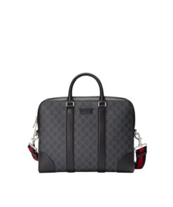 Gucci Black Briefcase GG Grey For Men 36cm / 12.2in 474135 K5RLN 1095