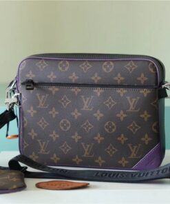 Louis Vuitton Trio Messenger Monogram Macassar Canvas By Virgil Abloh’s Purple For Men, Men’s Bags, Shoulder And Crossbody Bags 9.5in/25cm LV M46266 - Image 3