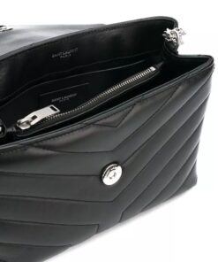 Saint Laurent Loulou Small Chain Bag In Matelassé “Y” Black For Women 9.4in/24cm YSL 494699DV7261000 - Image 7