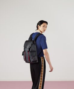 Alternative view of Gucci Black Backpack Black/Grey Soft GG Supreme Blue And Red Web For Men 16.5in/42cm 495563 K9R8X 1071