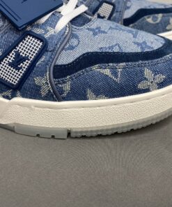 Louis Vuitton Trainer Sneaker Rubber Monogram Denim Blue Virgil Abloh For Men LV - Image 6