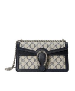 Gucci Dionysus Small Shoulder Bag 10in/ 25cm Beige/ Blue GG Supreme Canvas Antique Silver Hardware For Women 499623 K9GSN 4075