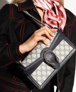 Alternative view of Gucci Dionysus Small Shoulder Bag 10in/ 25cm Beige/ Blue GG Supreme Canvas Antique Silver Hardware For Women 499623 K9GSN 4075