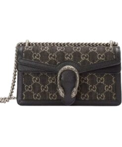 Gucci Dionysus Small GG Shoulder Bag Black And Ivory GG Denim Jacquard For Women 10in/25cm 499623 UN3BN 1274
