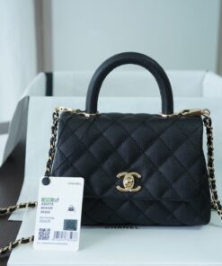 Chanel Classic Flap Bag Mini Crossbody 7.5in/ 19cm Black Gold Hardware For Women