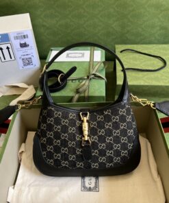 Alternative view of Gucci Jackie 1961 Small Shoulder Bag Black And Ivory GG Denim Jacquard For Women 11in/28cm 678843 UN3AG 1294