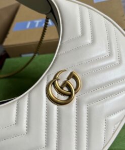 Gucci Marmont Half Moon Shaped Mini Bag White For Women, Women’s Bags 8.5in/22cm GG 699514 DTDHT 9022 - Image 11