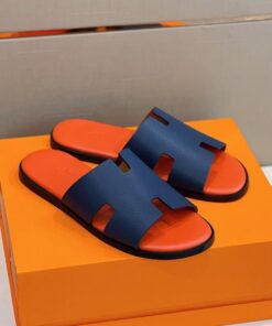 Hermes Izmir Sandals Orange/ Blue For Men - Image 7
