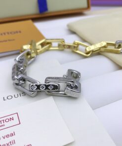 Louis Vuitton Monogram Chain Bracelet Silver Gold For Men M1555M - Image 3