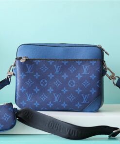 Louis Vuitton Trio Messenger Monogram Canvas And Taiga Cobalt Blue For Men, Men’s Bags, Shoulder And Crossbody Bags 9.8in/ 25cm LV M30848 - Image 17