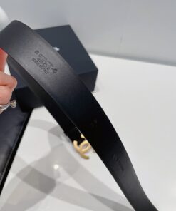 Chanel Gold Tone Interlocking C Buckle 32mm Belt Black For Women - Image 4
