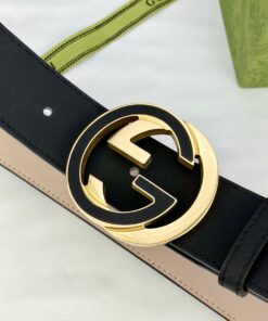 Alternative view of Gucci GG Supreme Belt with Interlocking G Buckle in Beige/Ebony and Black