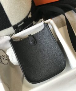 Hermes Evelyne 16 Amazone Bag Black With Silver-Toned Hardware For Women, Shoulder and Crossbody Bags 6.3in/16cm H069426CKAV - Image 12