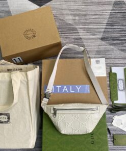 Gucci GG Embossed Belt Bag White GG Embossed 9.1in/23cm GG 658582 1W3CN 9022 - Image 3