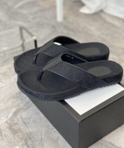 Gucci GG T-Strap Slide Sandals Black For Men 429362 - Image 6