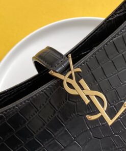 Saint Laurent LE 5 À 7 Hobo Bag Black In Embossed Material For Women 9in/23cm YSL 657228DZESW1062 - Image 8