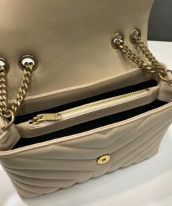 Saint Laurent Loulou Small Chain Bag In Matelassé “Y” Beige For Women 9.4in/24cm YSL 494699DV7272721 - Image 5