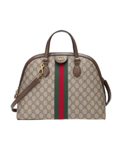 Gucci Ophidia Medium Shoulder Bag Beige/Ebony GG Supreme Canvas For Women 13in/34cm 524533
