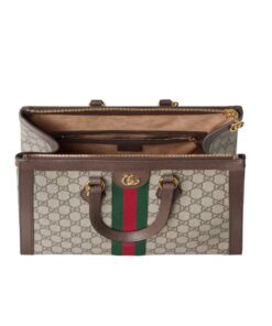 Gucci Ophidia Medium Top Handle Bag 13in/ 33cm Beige/Ebony Supreme Canvas Gold Hardware For Women 524537 K05NB 8745 - Image 4