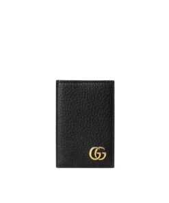 Gucci GG Marmont Card Case Black with Gold Toned Hardware 4.5in/11cm GG 547075 DJ20T 1000