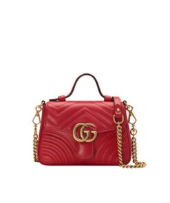 Gucci GG Marmont Mini Top Handle Bag Red For Women 8.3in/21cm