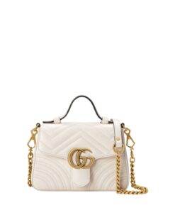 Gucci GG Marmont Mini Top Handle Bag White For Women 8.3in/21cm GG 547260 DTDIT 9022