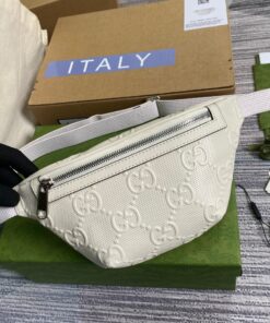 Gucci GG Embossed Belt Bag White GG Embossed 9.1in/23cm GG 658582 1W3CN 9022