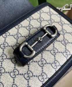 Gucci Horsebit 1955 GG Mini Bag Beige And Blue Supreme Canvas For Women 8in/20cm 658574 96IWN 4076 - Image 5