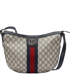 Gucci Ophidia GG Small Shoulder Bag Beige And Blue GG Supreme Canvas For Women 12in/30cm 598125 2ZGMN 4076