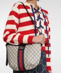 Alternative view of Gucci Ophidia GG Small Shoulder Bag Beige And Blue GG Supreme Canvas For Women 12in/30cm 598125 2ZGMN 4076