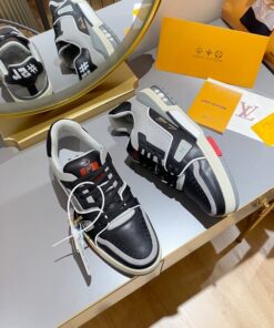 Louis Vuitton Trainer Sneaker Black/Grey Virgil Abloh For Men - Image 9