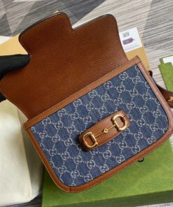 Gucci Horsebit 1955 Shoulder Bag Blue And Ivory For Women 9.8in/25cm - Image 4