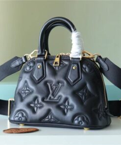 Louis Vuitton Alma BB Top Handle Bag 9.6in/ 24.5cm Black Gold Hardware For Women M59793 - Image 7