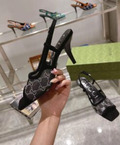 Gucci GG Slingback Mid-Heel Pump Black For Women - Image 9