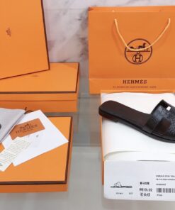 Hermes Oran Sandals Black For Women - Image 6