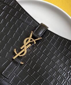 Saint Laurent LE 5 À 7 Hobo Bag Black In Embossed Material For Women 9in/23cm YSL 657228DZESW1062 - Image 9