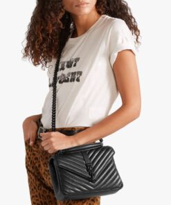 Alternative view of Saint Laurent College Large Chain Bag Black With Metal Toned Hardware For Women 12.6in/32cm YSL 600278BRM081000