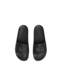 Gucci Quilted GG Rubber Slide Black For Men 601041 JD600 1000