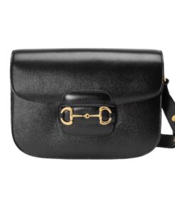 Gucci Horsebit 1955 Shoulder Bag Black Textured With A Vintage Effect For Women 9.8in/25cm GG 602204 1DB0G 1000