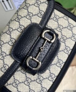 Gucci Horsebit 1955 GG Mini Bag Beige And Blue Supreme Canvas For Women 8in/20cm 658574 96IWN 4076 - Image 10